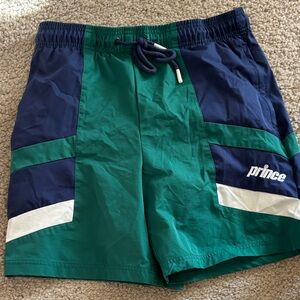 Prince Navy and Green Sports Shorts